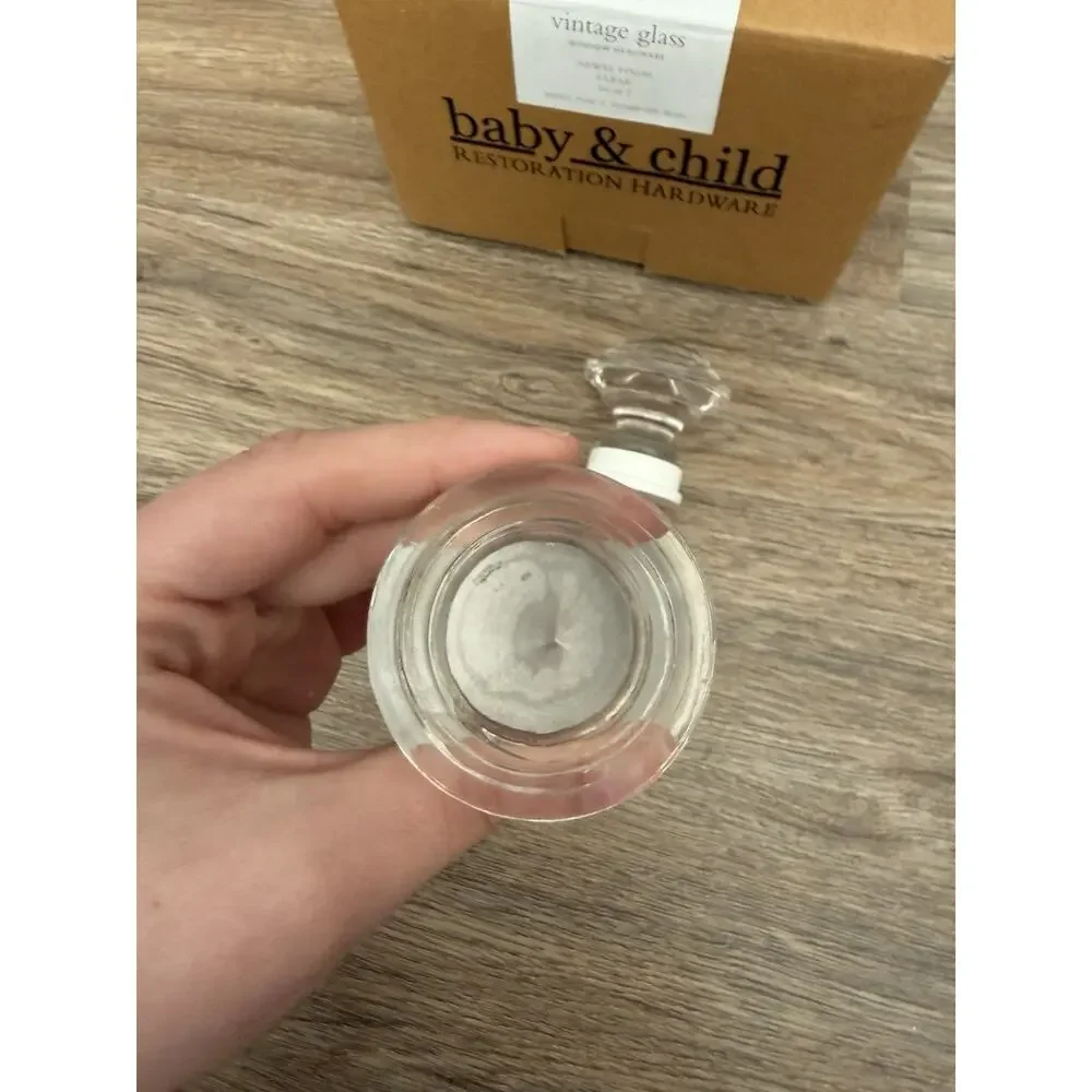 Restoration Hardware Baby & Child Vintage Glass Newel Finials Clear Set of 2 NIB